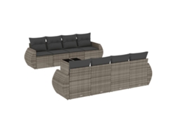 Maison Exclusive - Set De Muebles De Jardín 9 Pzas Y Cojines Ratán Sintético Gris