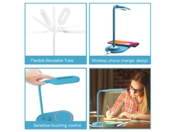 2026-lámpara De Escritorio Led Con Cargador Inalámbrico, Control Táctil, 3 Niveles De Brillo Y Flexibilidad Usb Para Oficina Y Escuela