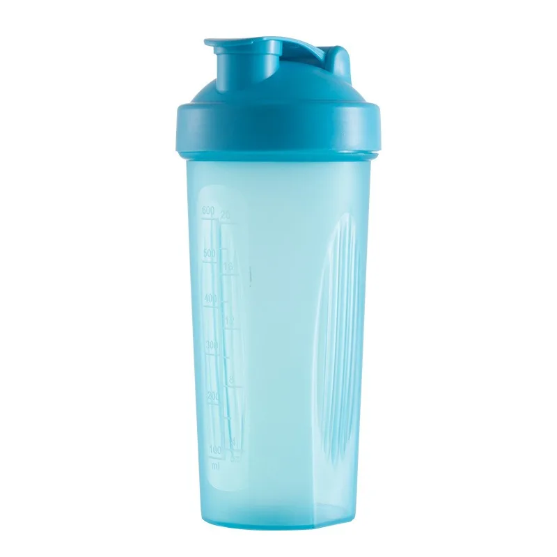 Botella Portátil De Proteína En Polvo A Prueba De Fugas (azul) De 600 Ml Con Báscula Y Vaso Mezclador.