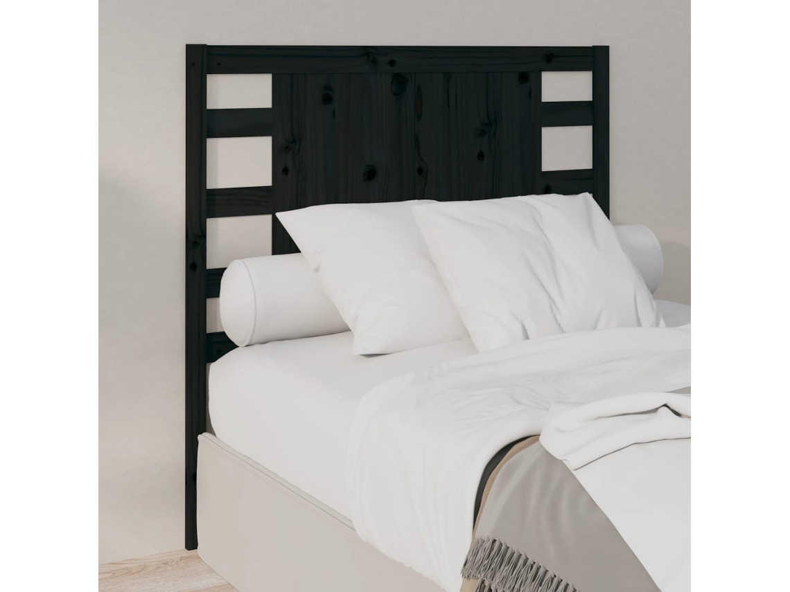 Cabecero Madera Maciza De Pino Negro 106x4x100 Cm