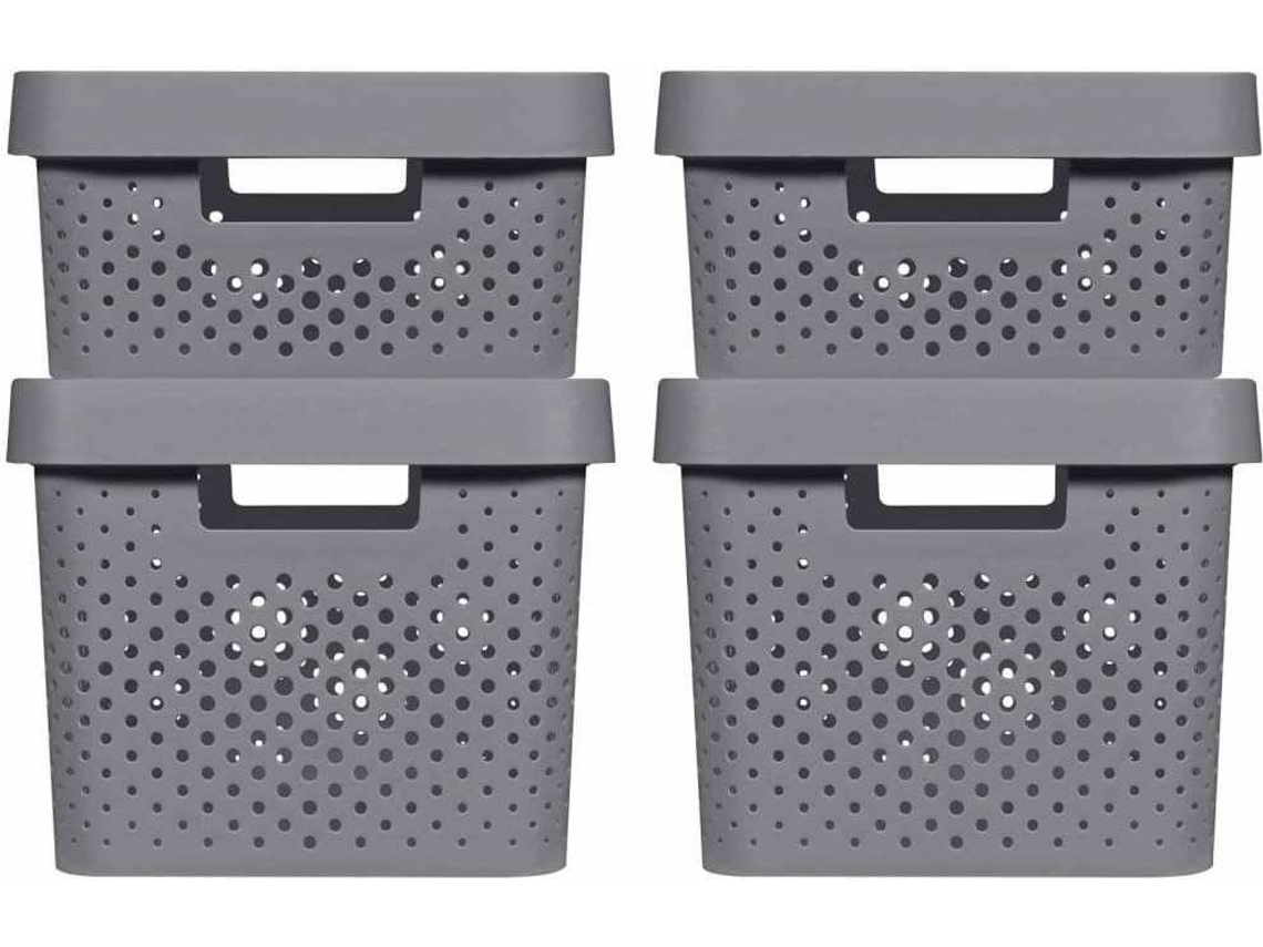 Curver Cajas de almacenaje con tapa Infinity 4 piezas gris 11L+17L