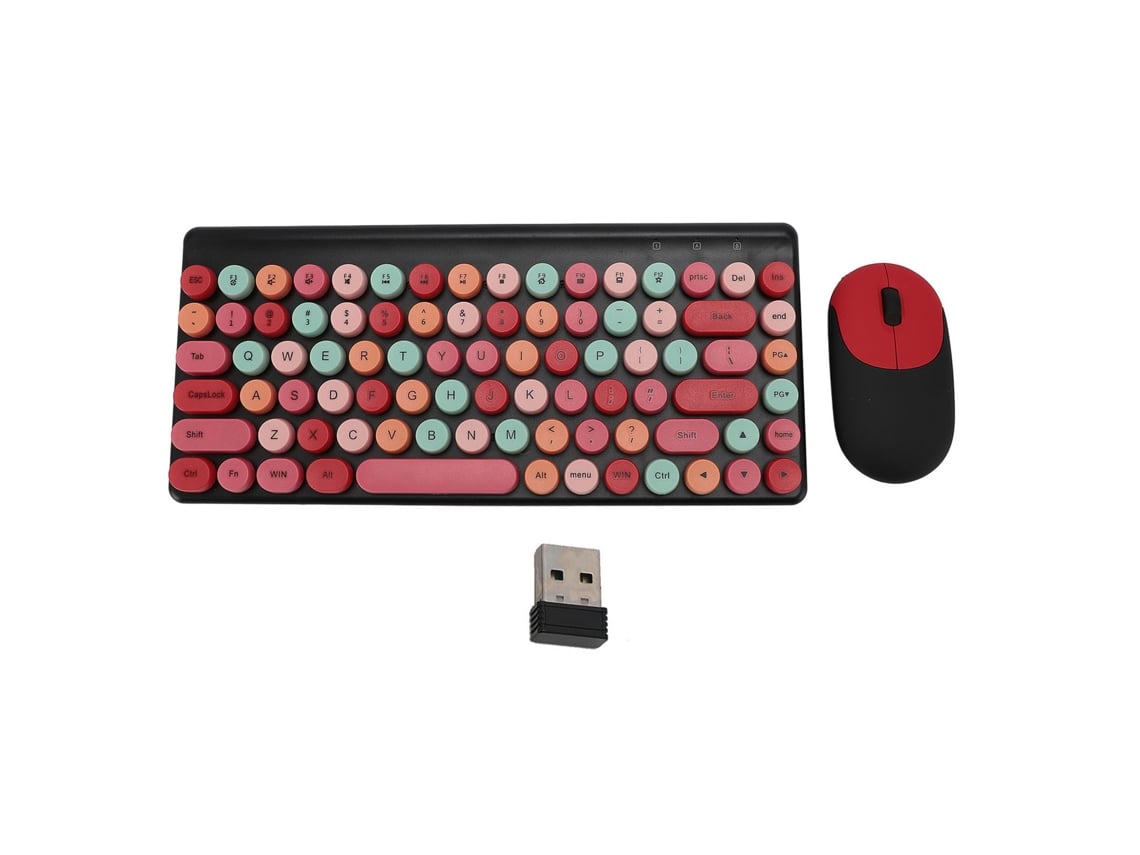 Teclado E Mouse Sem Fio Combo 86 Teclas Retro Para Gaming Com Receptor Usb Plug And Play Para Pc Laptop Os X Vermelho