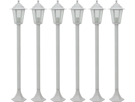 vidaXL Farolas de jardín aluminio blancas E27 110 cm 6 unidades