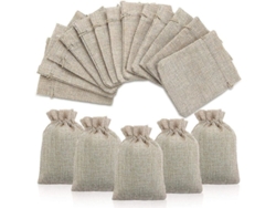 50 Bolsas De Regalo Reutilizables De Lino Y Yute Con Cordón, 9x12 Cm, Para Joyas.