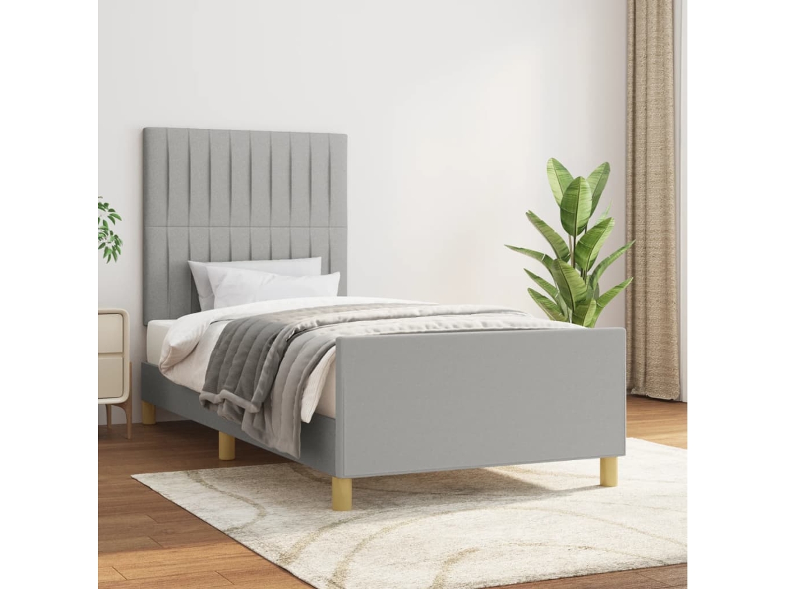 Estructura De Cama Sin Colchón Tela Gris Claro 90x190 Cm
