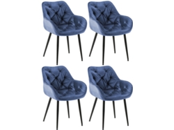 Juego de 4 sillas CLP de terciopelo azul Tanna