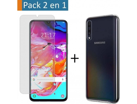 Carcasa + Protector de Pantalla Samsung Galaxy A70 TUMUNDOSMARTPHONE Gel Transparente Transparente