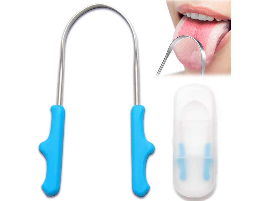 Rasqueta De Lengua De Acero Inoxidable Con Caja De Almacenamiento Para Mal Aliento Y Cuidado Bucal