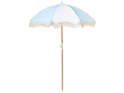 Elegante sombrilla Beliani Mondello con flecos en poliéster blanco 155x155x210