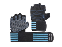 Guantes deportivos de silicona para fitness y culturismo, de medio dedo, azules, talla M