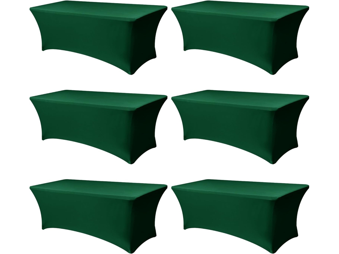 Mantel Rectangular Elástico De Spandex Para Bodas, Banquetes Y Fiestas (6 Piezas, Verde Oscuro/244x75x75cm) Gertiz