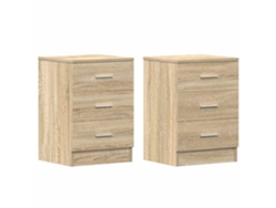 Juego de 2 mesitas de noche de madera Maison Exclusive, roble Sonoma