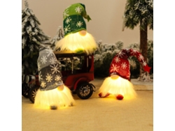 Adornos navideños de gnomos, decoración de mesa con adorno de árbol iluminado (3 piezas, pierna corta)