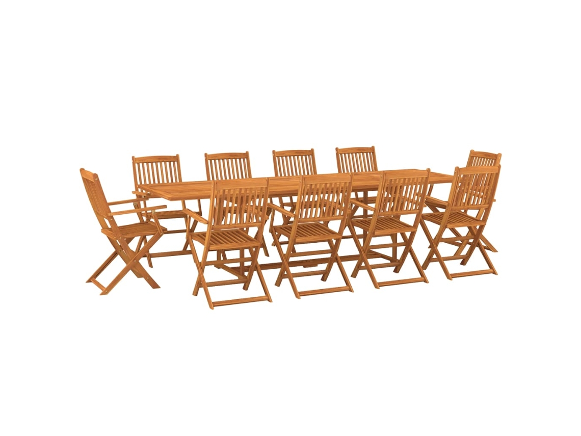 Conjunto 11 comedor de jardín VIDAXL madera maciza acacia (280x90x75cm)