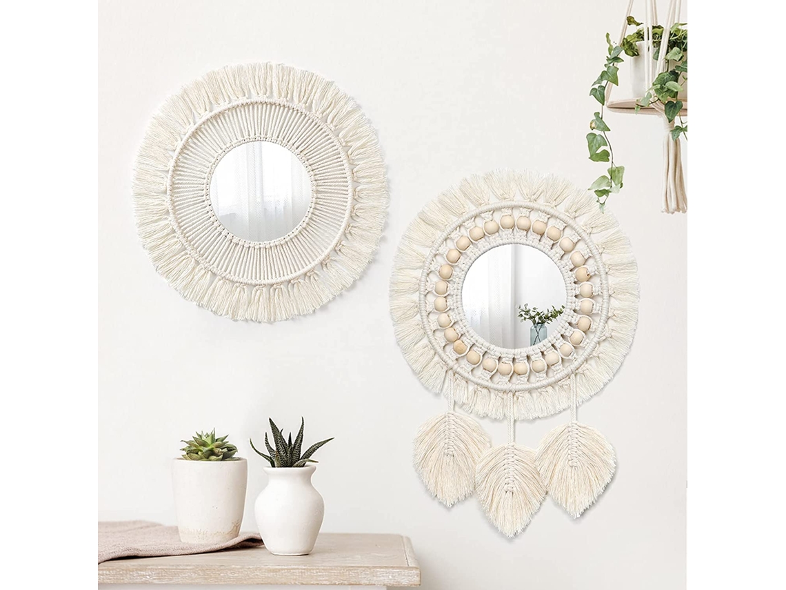 Juego de 4 espejos pequeños para decoración de pared, espejos redondos  blancos para decoración de habitación y hogar, espejos decorativos para  sala de