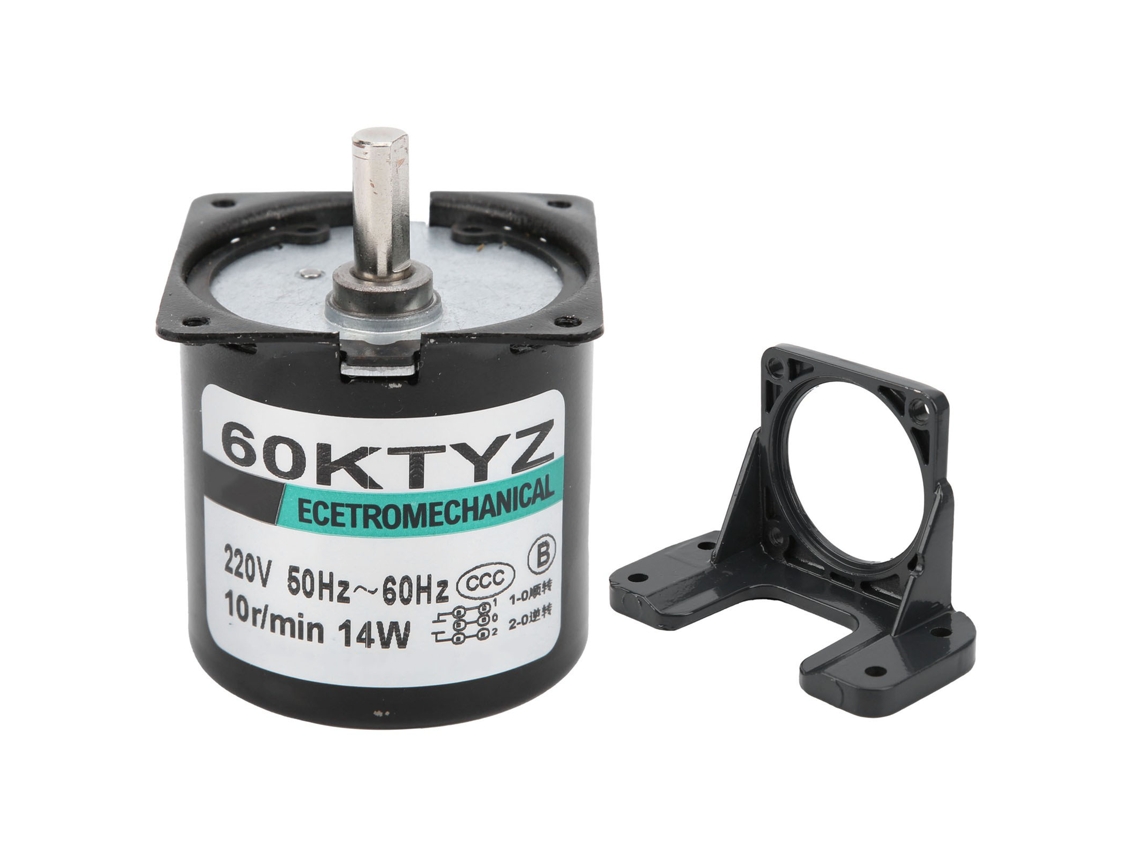 Micromotor Síncrono De Ca Con Engranaje Metálico, Reducción De Velocidad De 10 Rpm/min, 220 V Con Soporte.
