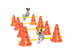 Jogo Agilidade Cães Cones Postes 8 Peças Treino Coordenação Bolsa Transporte