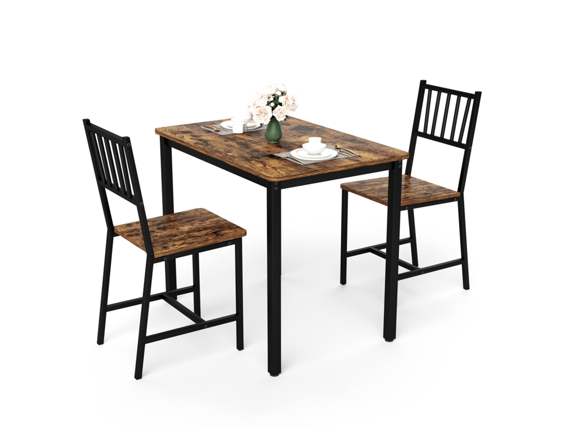 Conjunto De Barra De Comedor Con 2 Taburetes, Estilo Industrial Rústico, Marrón Y Negro.