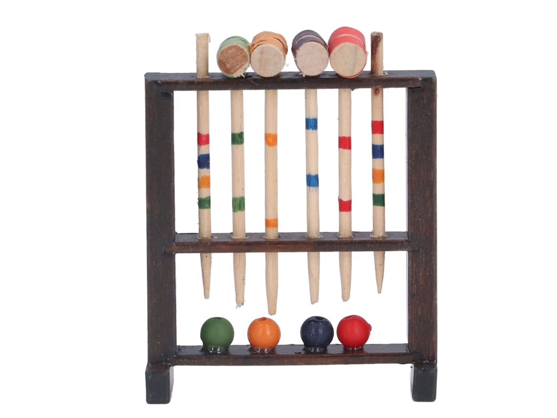 Ats-juego De Croquet Miniatura En Madera Para Casa De Muñecas Escala 1/12 Accesorio Decorativo Juguete Infantil
