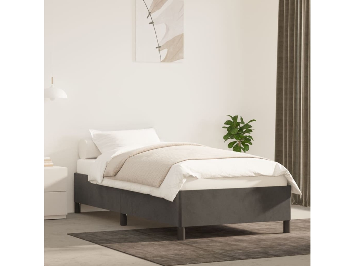 Estructura De Cama Sin Colchón Terciopelo Gris Oscuro 90x200 Cm
