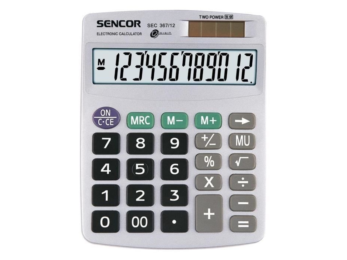 Calculadora Sencor De 12 Dígitos Sec 367/12 Pantalla De 12 Dígitos Energía Solar Bolsillo