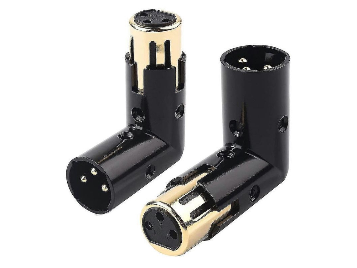 2 Adaptadores Xlr Rectangulares Ajustables De Ángulo, Macho A Hembra, 3 Pines, Color Negro.