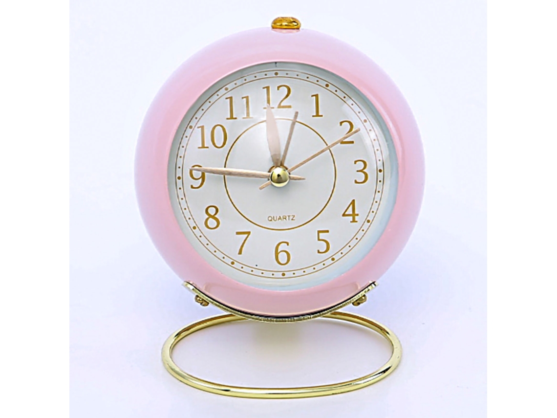 2026-reloj De Metal Estilo Europeo Silencioso Niños Alarma Cuarzo Electrónico Rosa Para Sala Dormitorio