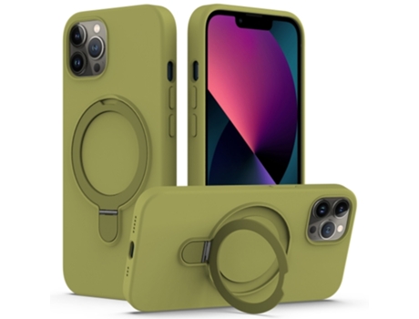 Funda Mobile Phone Cases Magsafe Liquid With Ring para iPhone 12 Pro Silicona Verde