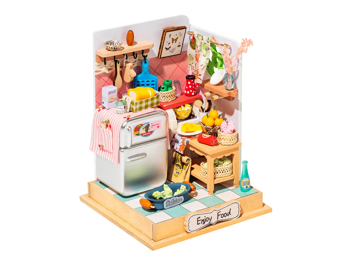 Kit De Maqueta De Madera Para Casa De Muñecas "vida Con Estilo" (cocina), 56 Piezas, 7x7x9 Cm