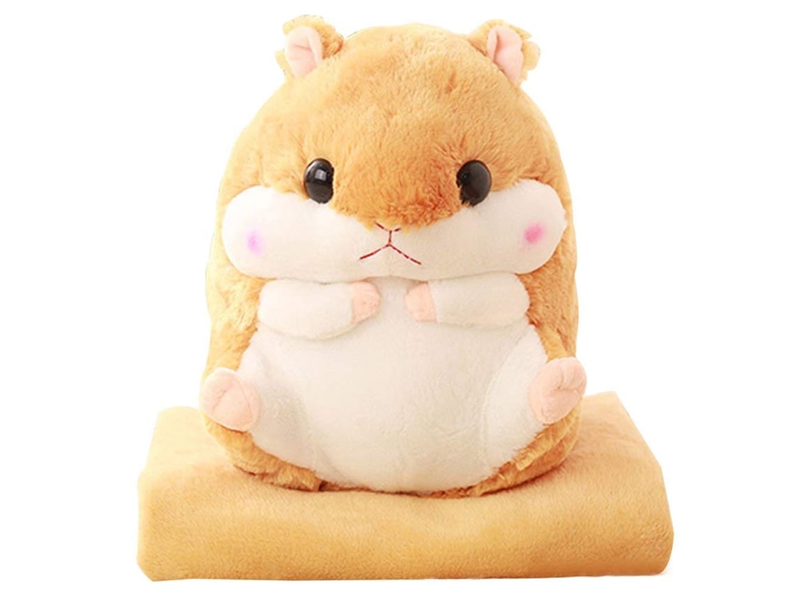 Manta Y Almohada De Peluche Suave 2 En 1 Con Diseño De Hámster - Decoración Para El Hogar, Regalo Para La Oficina