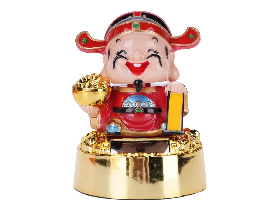 Ats-estatua De Cai Shen Con Energía Solar Nodding Ornamento Para Coche Hogar Decoración Oriental