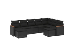 Maison Exclusive - Set De Sofás De Jardín 8 Piezas Y Cojines Ratán Sintético Negro