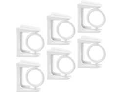 Juego de 6 soportes adhesivos para colgar cortinas y estantes en ABS blanco, sin necesidad de taladrar - Gokoco