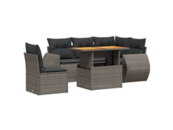 Maison Exclusive - Set De Muebles De Jardín 6 Pzas Y Cojines Ratán Sintético Gris