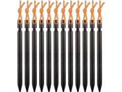 12 clavos de aluminio resistentes con cuerda reflectante para uso en exteriores, camping y playa.