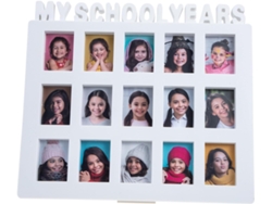 Marco de fotos sencillo y moderno de plástico blanco con diseño de casa, ideal para recuerdos de fiestas escolares y para colgar - Perfecto para niños - GOKOCO