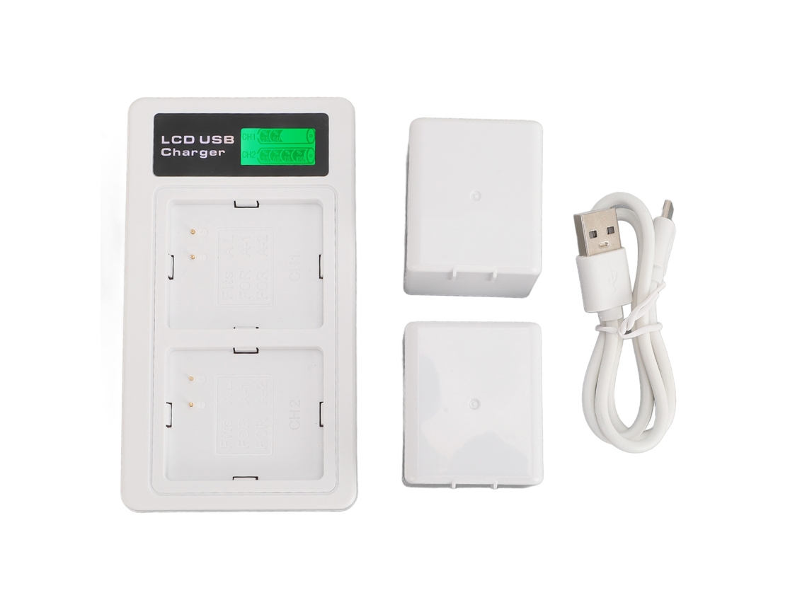 Estación de carga de doble batería Aetheria con pantalla LCD y 2 baterías para cámaras profesionales VMC4030, VMC4030P, VMS4230 y VMS4430.