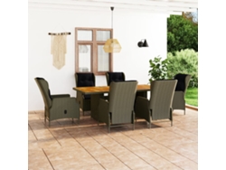 Juego de comedor de exterior de 7 piezas con cojines de mimbre marrón, Dkd Home Decor