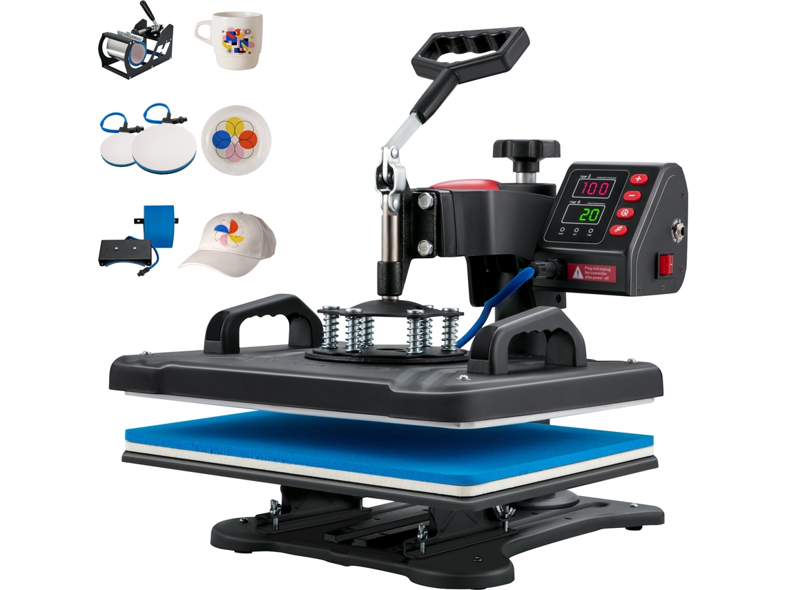 Prensa térmica SucceBuy 5 en 1
Máquina de impresión por transferencia por sublimación de 30 x 38 cm
para camisetas, platos y tazas