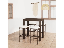 Conjunto de bar de jardín de 5 piezas con cojines, mimbre sintético marrón, DKD Home Decor