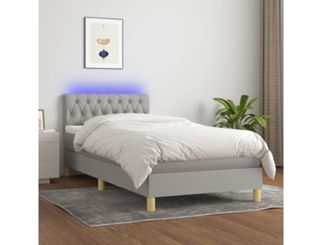 MAISON EXCLUSIVE Cama con somier con colchón y LED 90x190 cm Tela gris claro