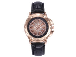 Reloj De Pulsera De Moda Para Mujer Con Pedrería En Dorado Y Blanco Con Correa De Piel Sintética.