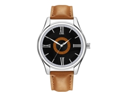 Reloj De Pulsera Cuarzo Para Hombres Con Correa Pu De Aleación Dial Redondo Moda Empresarial Café Claro Negro