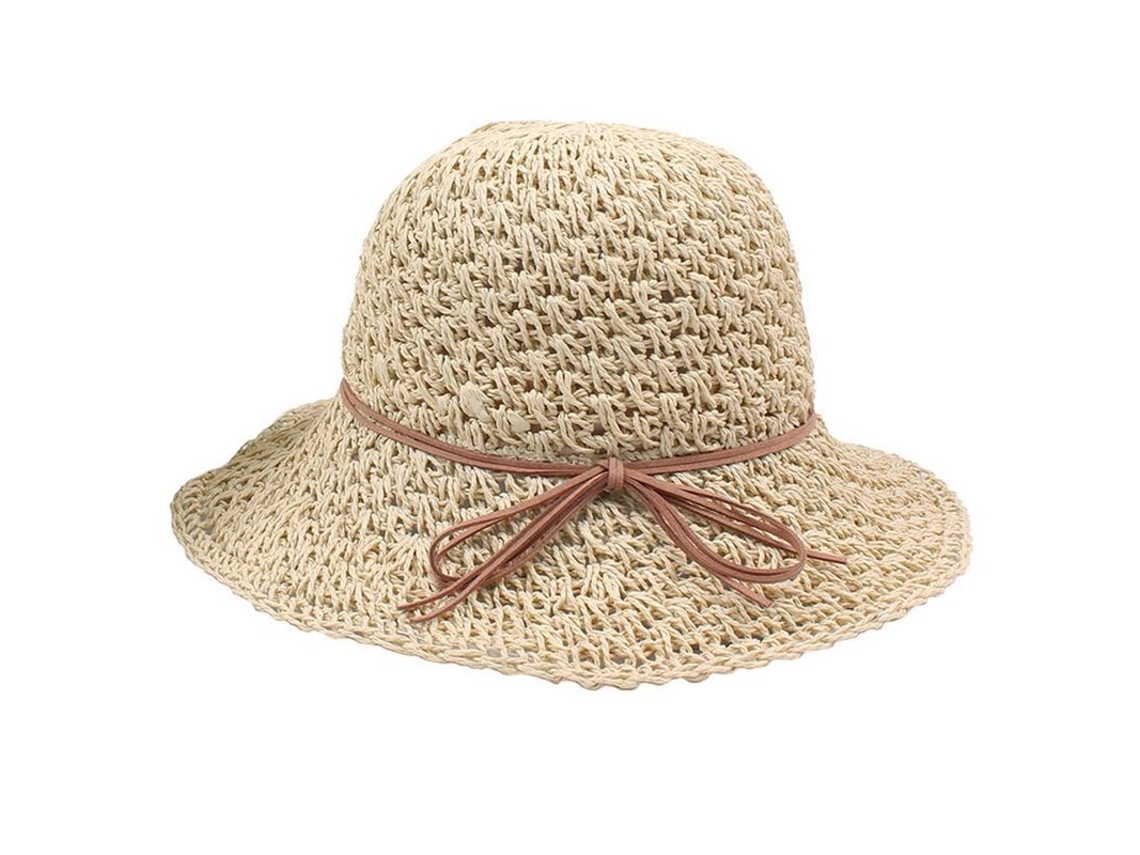 Sombrero Flotante De Paja Para Mujer Con Ala Ancha, Protección Uv, Estilo Panamá Enrollable, Ideal Para La Playa En Verano Y Ajustable.