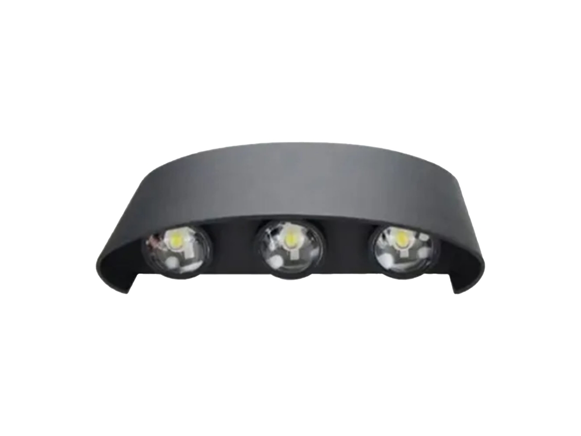 Lámpara De Pared Led Para Exteriores De 6w, Aluminio, Resistente Al Agua, Para Jardín O Balcón, Color Negro, 6 Led.