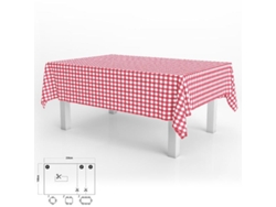 Mantel Hule Rectangular Cuadros Rojos Impermeable Antimanchas PVC 140x250 cm  Recortable Uso Interior y Exterior ORYX