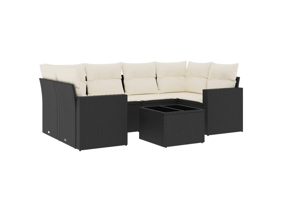 Maison Exclusive - Set De Comedor De Jardín 7 Pzas Y Cojines Ratán Sintético Negro