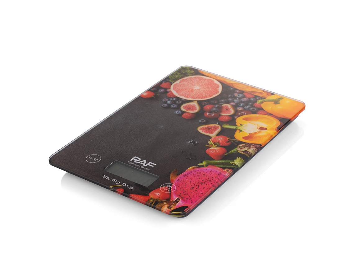 Báscula de cocina de acero inoxidable resistente al agua con función de pelado, límite de 5 kg, pantalla LCD y conversión de unidades. Mdug