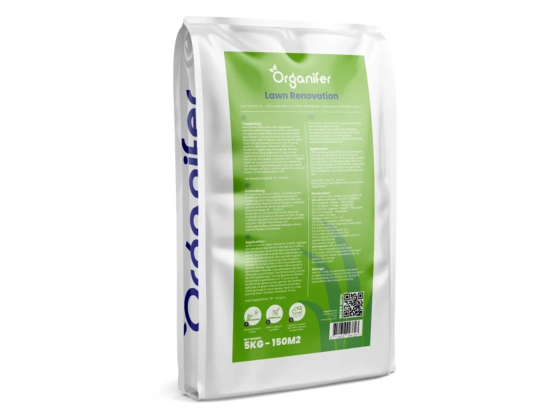 Mezcla de Escarificación - Semillas de Césped - Fertilizante - Acondicionador de Suelo (5 kg - para 150 m2) - Organifer