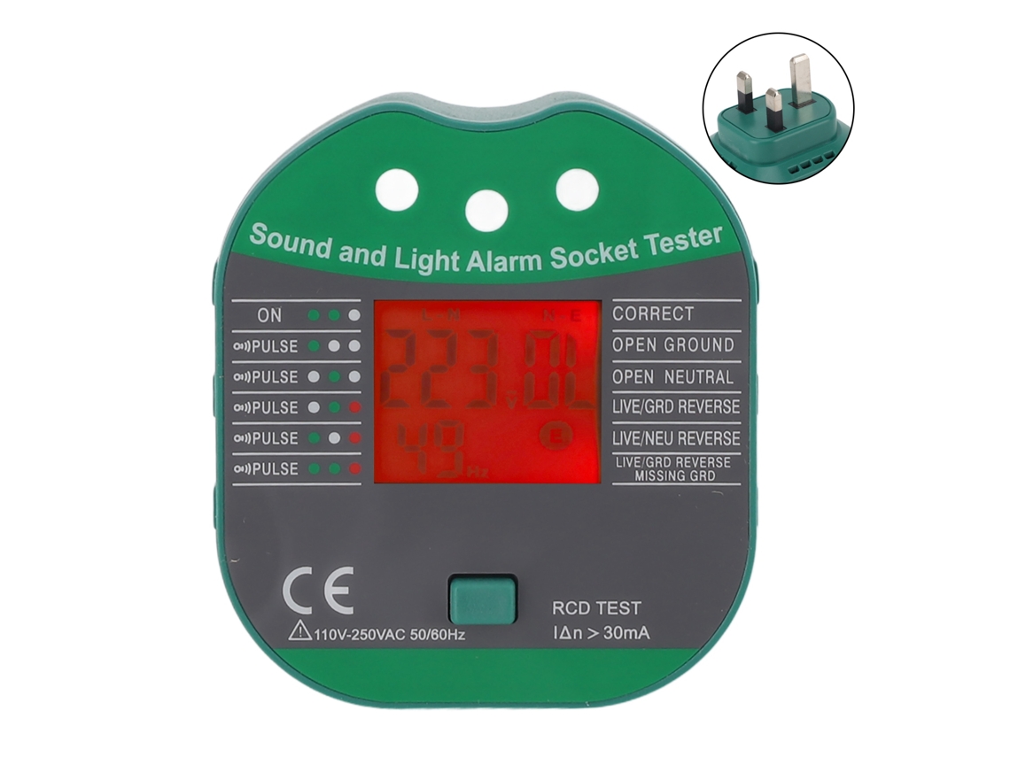 Probador De Enchufes Con Alarma Sonora Y Visual, Comprobador De Voltaje, Detector Eléctrico